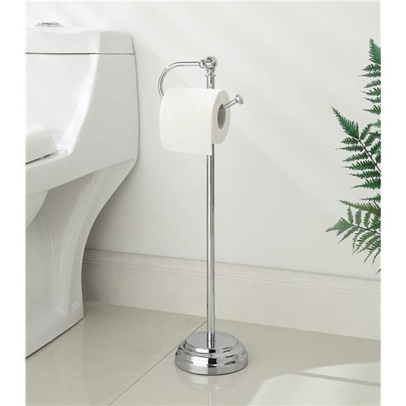 Classic Bathroom Free Standing Toilet Tissue Paper Roll Holder Stand - Picture 2 of 5